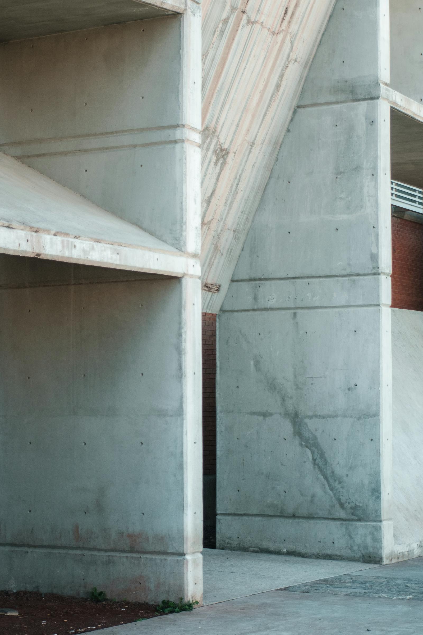 Modern minimalist concrete facade with geometric angles