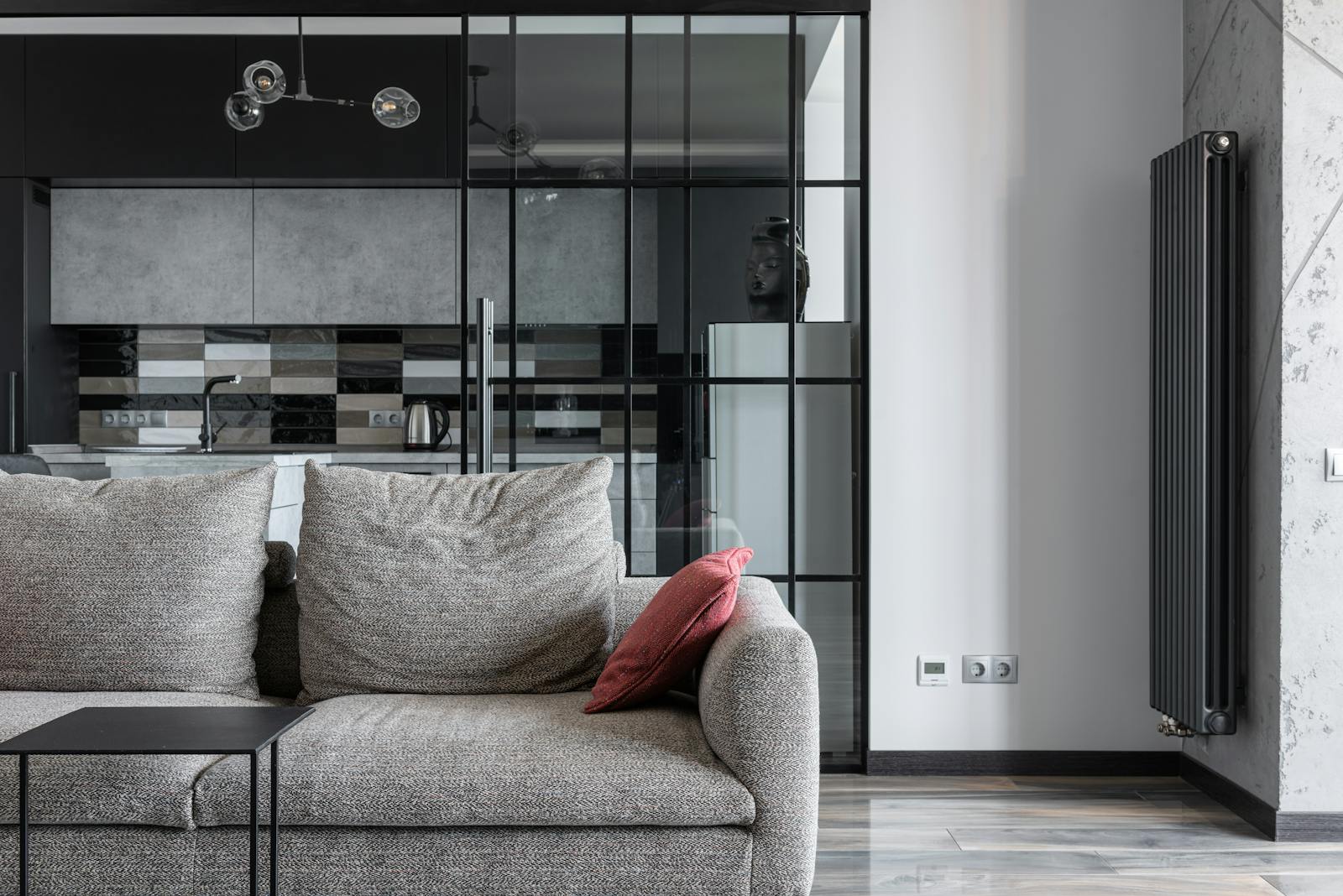 Stylish living room with wooden finishes and contemporary design