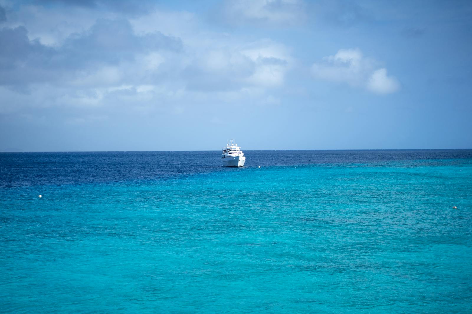 A luxury yacht in the turquoise waters off Curacao